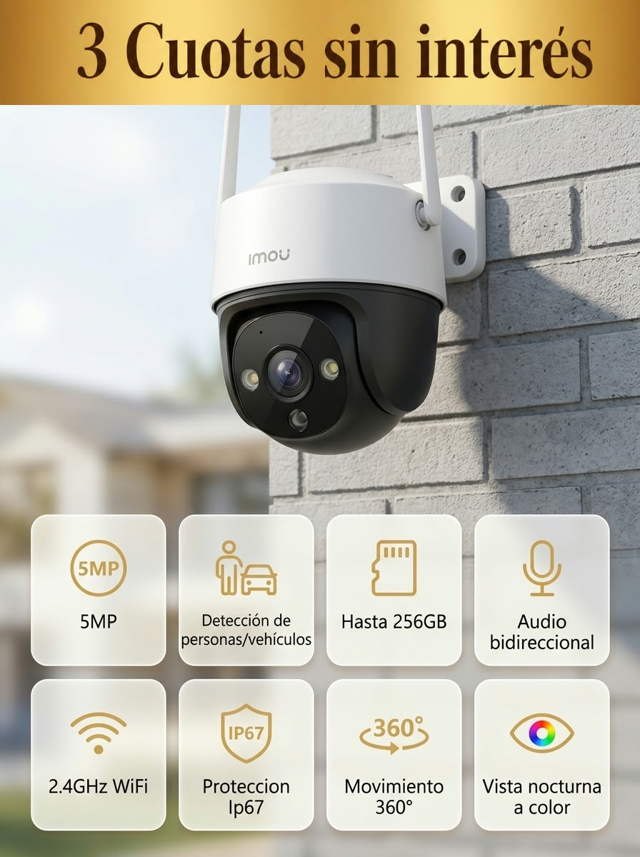Cámara WiFi IMOU exterior de 5 MP con movimiento 360 grados