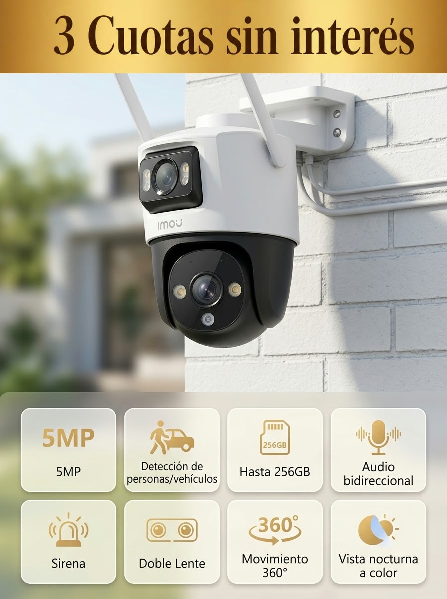 Cámara WiFi IMOU exterior de doble lente 5 MP