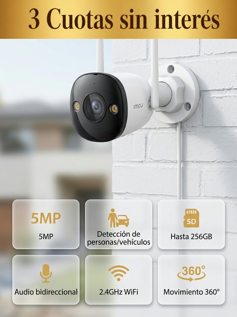Cámara WiFi IMOU tipo bullet de 5 MP